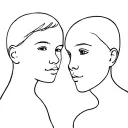 2 children face outline tattoo design idea