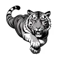 Fierce tiger full body climbing down tattoo design idea