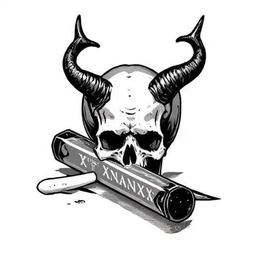 Xanax bar with devil horns tattoo design idea