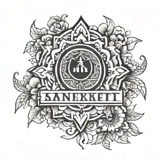 Generate a tattoo in cool Sanskrit font for below text All happiness is found in your refuge. You are the protector, why should anyone be afraid. tattoo design idea