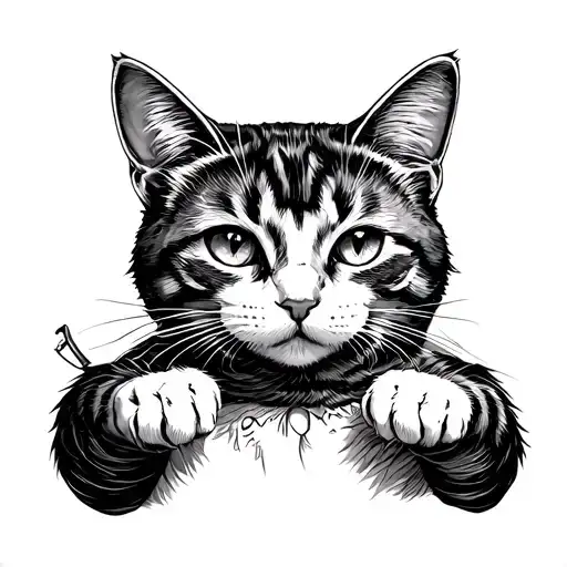 Cat with. Tommy Gun tattoo design idea