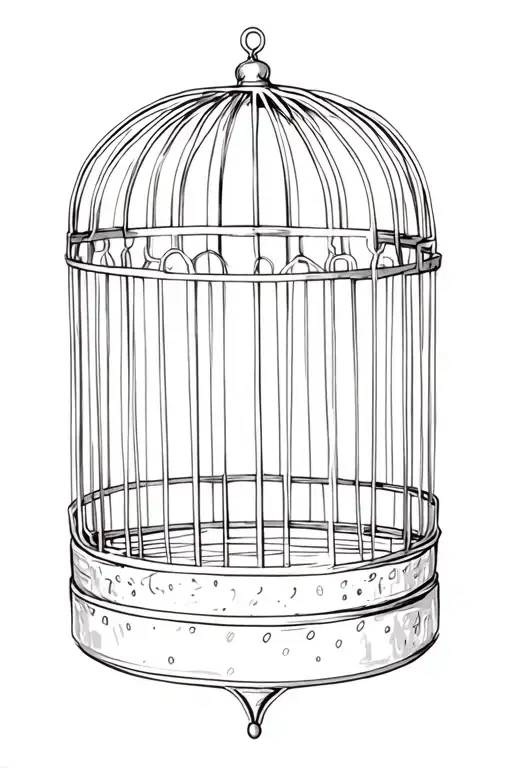 a empty bird cage tattoo design idea