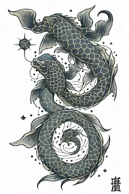 pisces and scorpio constellation tattoo design idea