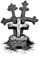 crosses on top of an empty tomb tattoo design idea