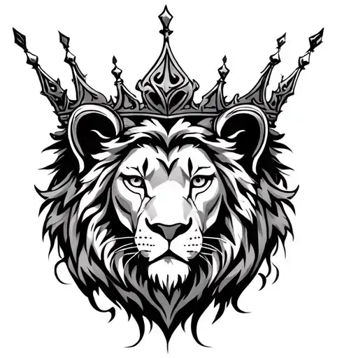 lion crown surrounded by bold tattoo design idea