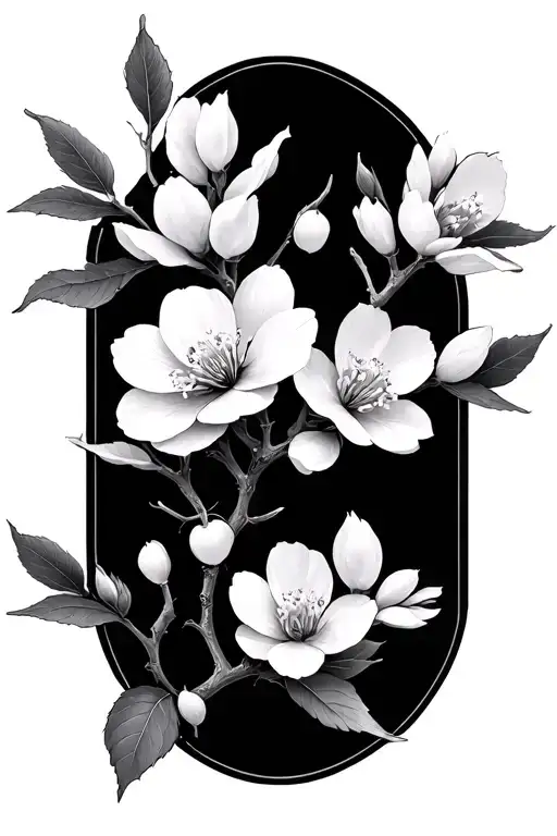 three branches of cherry blossom  tattoo design idea