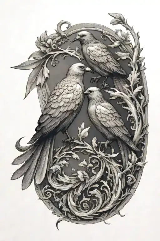 orpheus and eurydice in the form of birds tattoo design idea