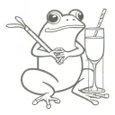 a small french frog with a baguette and a glass of wine tattoo design idea