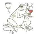 a small french frog with a baguette and a glass of wine tattoo design idea