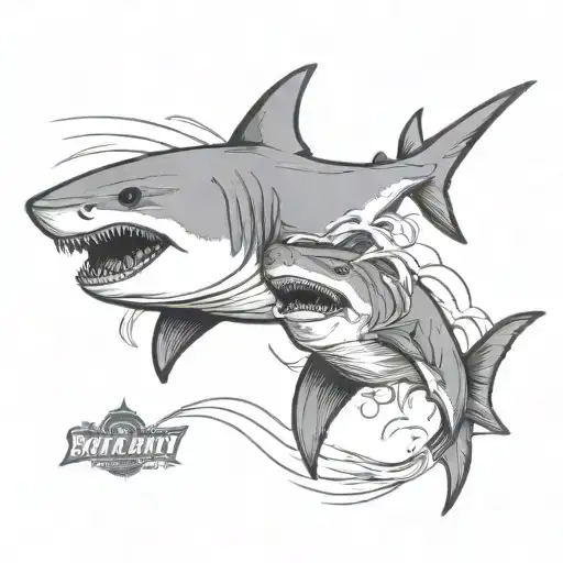 bjj and shark jumping tattoo design idea