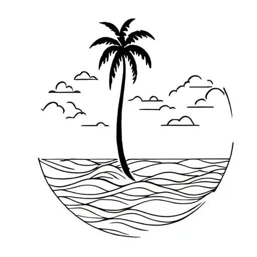 Palm Tree waves surfboard Melanie Thomas Fiona  tattoo design idea