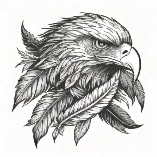 eagle feather with perfection symbol intertwined tattoo design idea