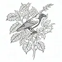 crow, poison ivy, serotonin molecule tattoo design idea