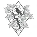 crow, poison ivy, serotonin molecule tattoo design idea