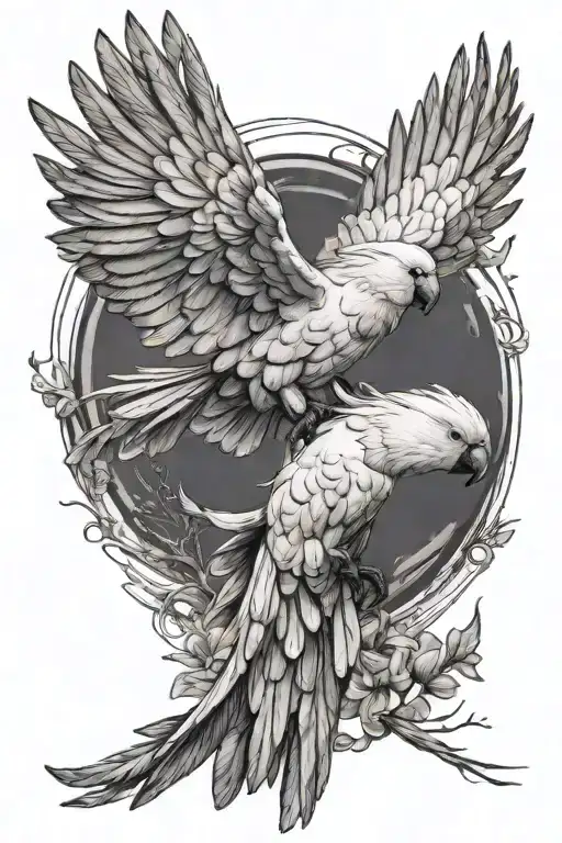 cockatoo flying tattoo design idea