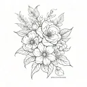 birthday month flowers September, July, May, June, February intertwined tattoo design idea