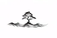mangrove tree with waves tattoo design idea