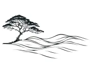 mangrove tree with waves tattoo design idea