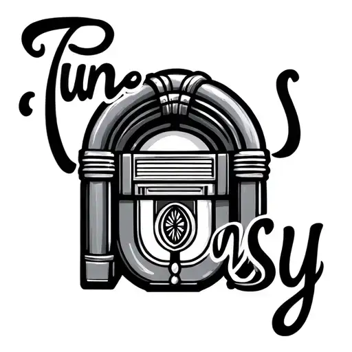 text and logo of jukebox with the word 'Tunesy' tattoo design idea