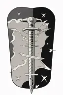 Zoro's 3 swords from One Piece with Luffy's hat on one of the hilts tattoo design idea