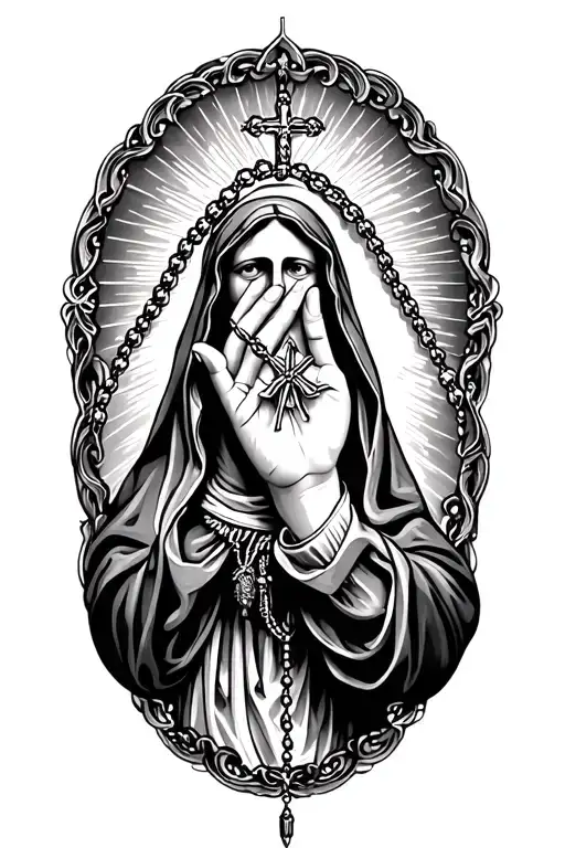 Virgen's hand with a rosary tattoo design idea