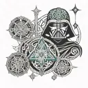 star wars, villain, celtic patterns tattoo design idea