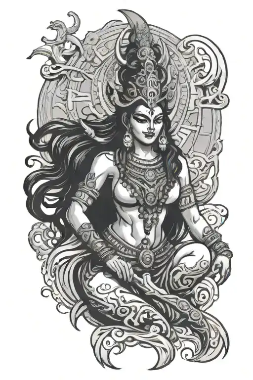 shiva kali goddess of death tattoo design idea
