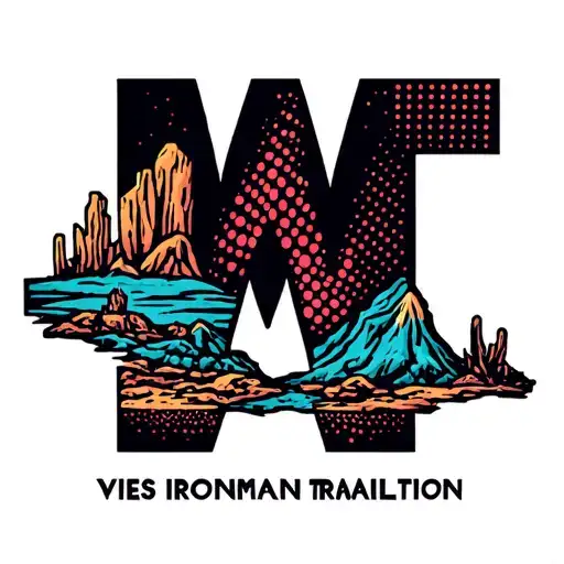 ironman triathlon logo m dot arizona desert landscape filled tattoo design idea