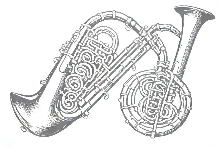 music, dna, tuba tattoo design idea