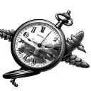 pocket watch with airplane as hour hand tattoo tattoo design idea