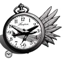pocket watch with airplane as hour hand tattoo tattoo design idea