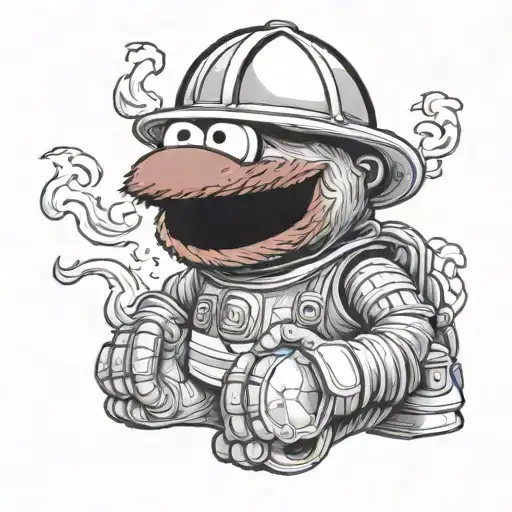 Elmo with firefighter helmet tattoo design idea