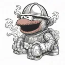 Elmo with firefighter helmet tattoo design idea