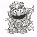 Elmo with firefighter helmet tattoo design idea
