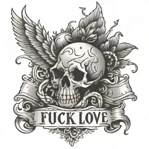 fuck love tattoo design idea