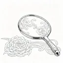 oval handheld mirror with handle tattoo design idea
