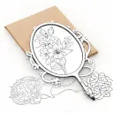 oval handheld mirror with handle tattoo design idea