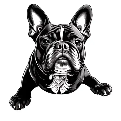 Aztec style French bulldog upper arm sleeve tattoo tattoo design idea