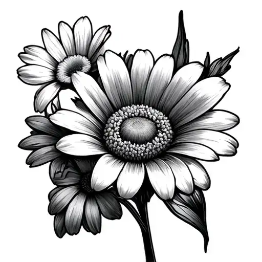 daisy flower, sweet pea flower, daffodil flower tattoo design idea