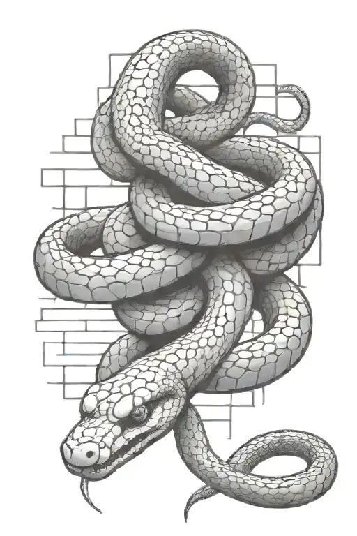 snake and bricks tattoo design idea