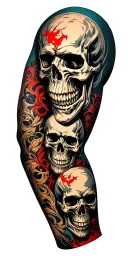 skulls connected up arm sleeve inspired by randy orton tattoo design idea