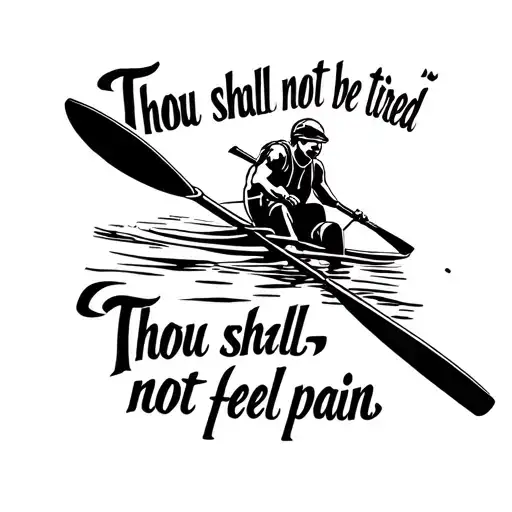 Rowing theme with a quote that says "Thou shall not be tired, Thou shall not feel pain" tattoo design idea