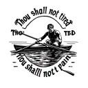 Rowing theme with a quote that says "Thou shall not be tired, Thou shall not feel pain" tattoo design idea
