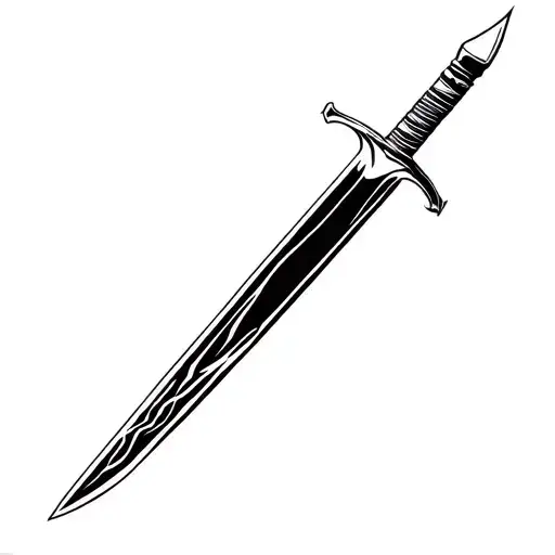 Long right sword that pierces a hourglass tattoo design idea