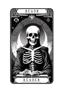 the reader skeleton tarot card tattoo design idea