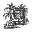 A palm tree silhouette with a slot machine incorporated into the design tattoo design idea