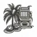 A palm tree silhouette with a slot machine incorporated into the design tattoo design idea