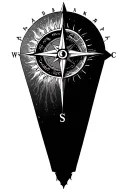 sun surrounded by compass tattoo design idea