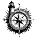 Lighthouse Compass tattoo design idea