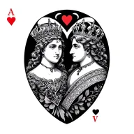 King and Queen of hearts on gemini sign tattoo design idea